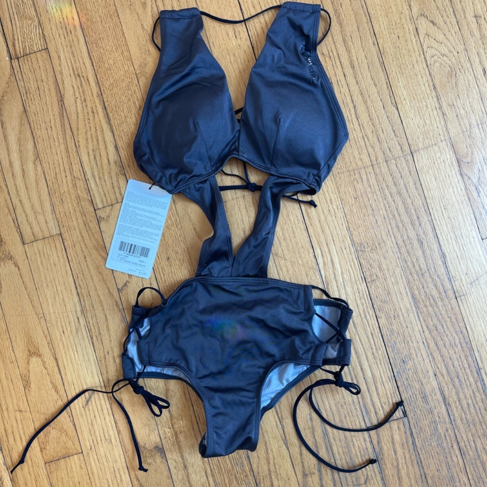 21gs Activewear "Natasha" Pole Swim Bodysuit in Dark Grey - NWT Multiple Sizes - Picture 3 of 10